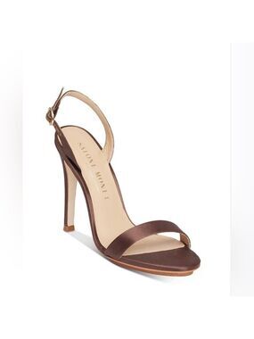 Salone Monet Sable Open Toe High Heel Satin Slingback Stiletto Heels Sandals NWT